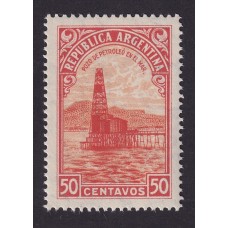 ARGENTINA 1935 GJ 759b ESTAMPILLA NUEVA MINT VARIEDAD CATALOGADA + ACENTO EN O DE PETROLEO U$ 23